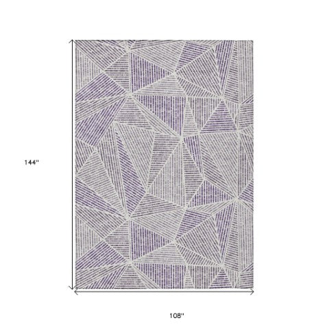 Homeroots 3' Black Charcoal And Gray Geometric Washable Area Rug For Indoor Outdoor Spaces - Durable Design 9' X 12' Polyester 578554