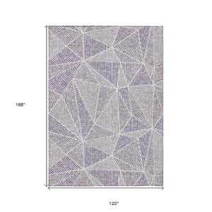 Homeroots 3' Black Charcoal And Gray Geometric Washable Area Rug For Indoor Outdoor Spaces - Durable Design 10' X 14' Polyester 578555