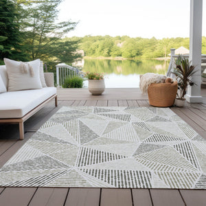 Homeroots 3' Black Charcoal And Gray Geometric Washable Area Rug For Indoor Outdoor Spaces - Durable Design 3' X 5' Polyester 578556