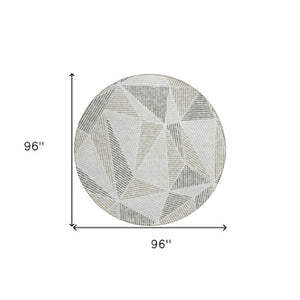 Homeroots 3' Black Charcoal And Gray Geometric Washable Area Rug For Indoor Outdoor Spaces - Durable Design 8' Round Polyester 578558