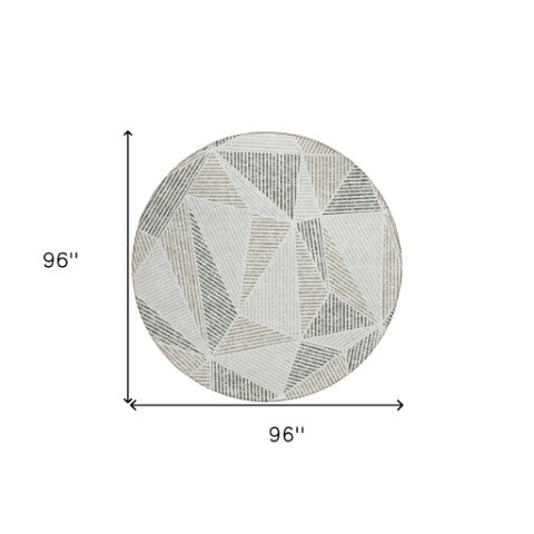 Homeroots 3' Black Charcoal And Gray Geometric Washable Area Rug For Indoor Outdoor Spaces - Durable Design 8' Round Polyester 578558