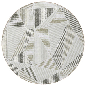 Homeroots 3' Black Charcoal And Gray Geometric Washable Area Rug For Indoor Outdoor Spaces - Durable Design 8' Round Polyester 578558