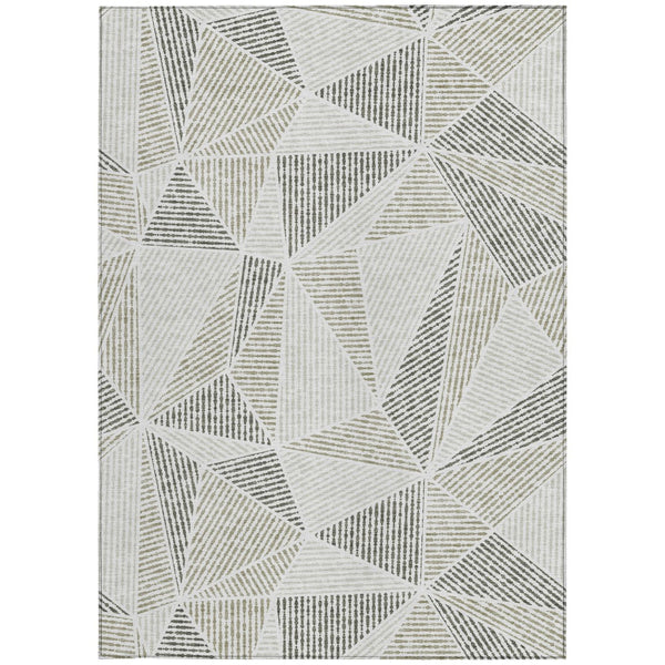 Homeroots 3' Black Charcoal And Gray Geometric Washable Area Rug For Indoor Outdoor Spaces - Durable Design 8' X 10' Polyester 578559