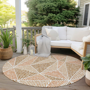 Homeroots 3' Black Charcoal And Gray Geometric Washable Area Rug For Indoor Outdoor Spaces - Durable Design 8' Round Polyester 578564