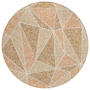 HomeRoots 5' Terra Cotta Area Rug - Durable, Washable, Geometric Design for Modern Indoor/Outdoor Spaces 8' Round 578564