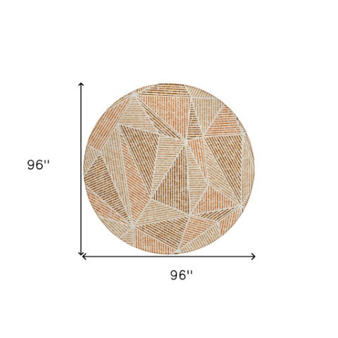 Homeroots 3' Black Charcoal And Gray Geometric Washable Area Rug For Indoor Outdoor Spaces - Durable Design 8' Round Polyester 578564