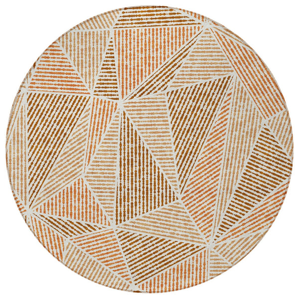 Homeroots 3' Black Charcoal And Gray Geometric Washable Area Rug For Indoor Outdoor Spaces - Durable Design 8' Round Polyester 578564