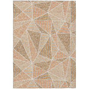 HomeRoots 9' Terra Cotta Beige & Salmon Geometric Area Rug - Durable, Washable & Perfect for Indoor/Outdoor Use 9' X 12' 578566