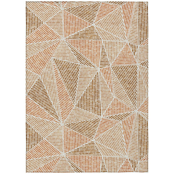 HomeRoots 9' Terra Cotta Beige & Salmon Geometric Area Rug - Durable, Washable & Perfect for Indoor/Outdoor Use 9' X 12' 578566