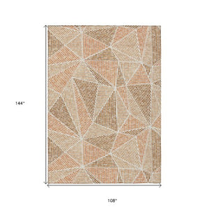 Homeroots 3' Black Charcoal And Gray Geometric Washable Area Rug For Indoor Outdoor Spaces - Durable Design 9' X 12' Polyester 578566