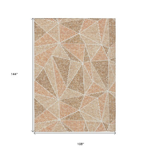 Homeroots 3' Black Charcoal And Gray Geometric Washable Area Rug For Indoor Outdoor Spaces - Durable Design 9' X 12' Polyester 578566