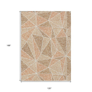 Homeroots 3' Black Charcoal And Gray Geometric Washable Area Rug For Indoor Outdoor Spaces - Durable Design 10' X 14' Polyester 578567