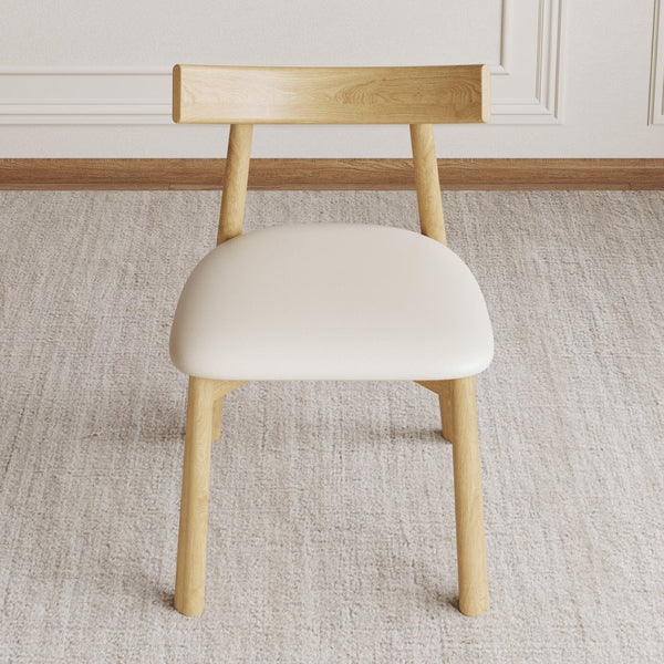 English Elm Set of 2 Armless Wood Dining Chairs Leather Cushioned Ergonomic Curved Back Natural W2700P388274