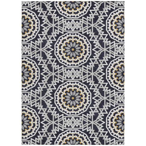 Homeroots 3' Floral Medallion Area Rug - Artichoke Green & Tan, Washable For Indoor & Outdoor Use, Durable Design 3' X 5' Polyester 578580
