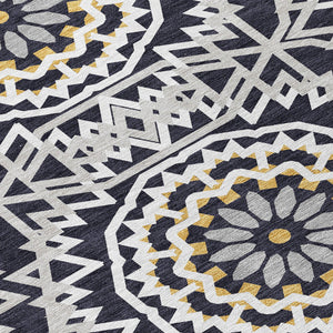 Homeroots 3' Floral Medallion Area Rug - Artichoke Green & Tan, Washable For Indoor & Outdoor Use, Durable Design 9' X 12' Polyester 578584