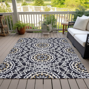 Homeroots 3' Floral Medallion Area Rug - Artichoke Green & Tan, Washable For Indoor & Outdoor Use, Durable Design 10' X 14' Polyester 578585