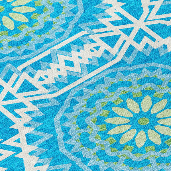 Homeroots 3' Floral Medallion Area Rug - Artichoke Green & Tan, Washable For Indoor & Outdoor Use, Durable Design 8' X 10' Polyester 578589