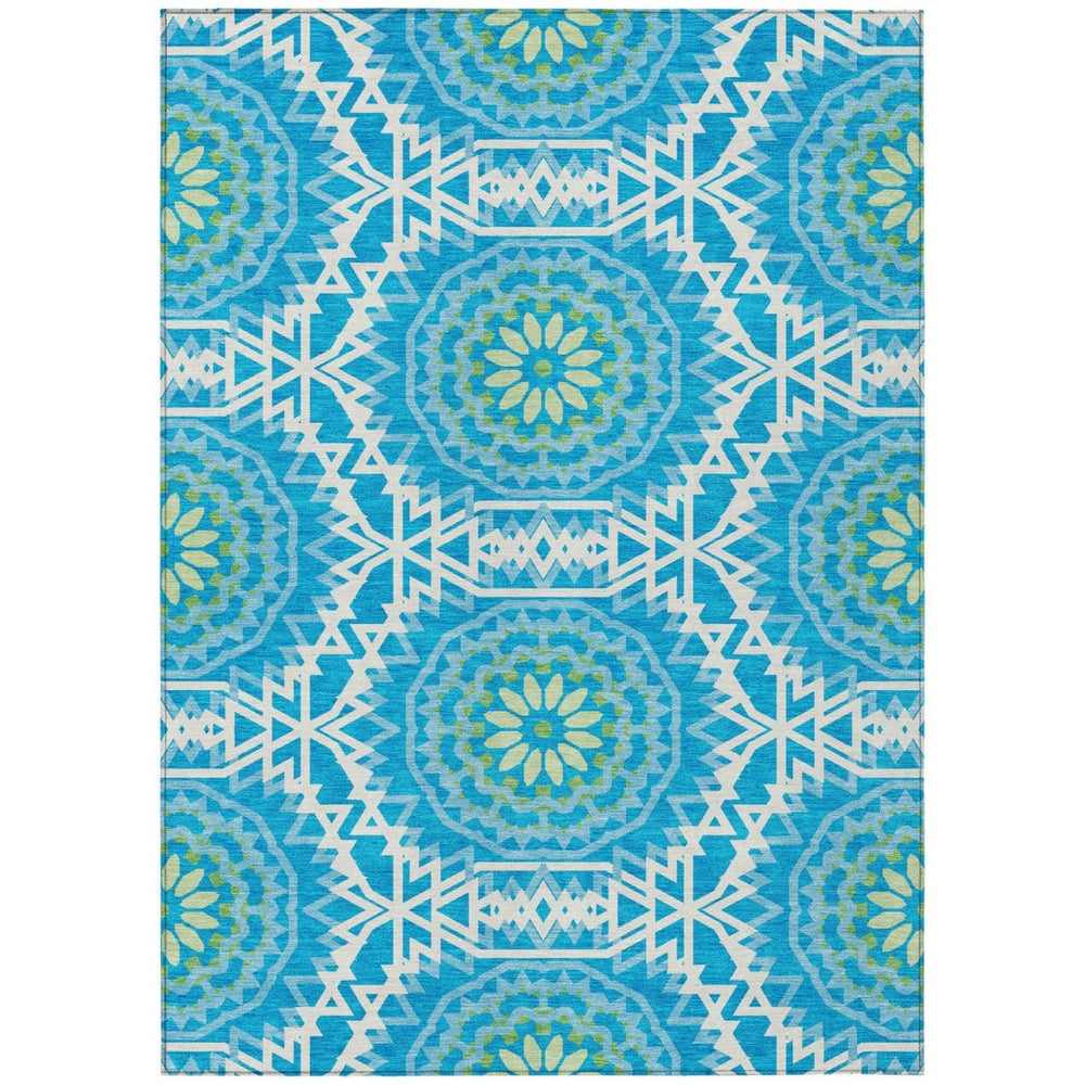 HomeRoots 9' Elegant Floral Medallion Area Rug – Washable, Stain-Resistant for Indoor & Outdoor Spaces 9' X 12' 578590