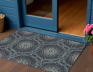 Homeroots 3' Floral Medallion Area Rug - Artichoke Green & Tan, Washable For Indoor & Outdoor Use, Durable Design 3' X 5' Polyester 578592