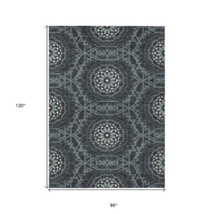 Homeroots 3' Floral Medallion Area Rug - Artichoke Green & Tan, Washable For Indoor & Outdoor Use, Durable Design 8' X 10' Polyester 578595