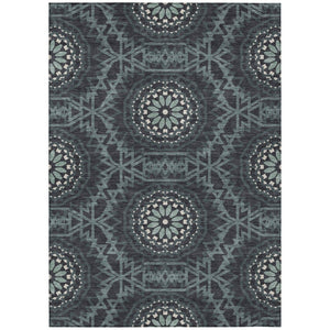 HomeRoots 9' Charcoal Gray and Ivory Floral Medallion Area Rug - Washable, Durable, Perfect for Any Space 9' X 12' 578596