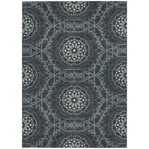 Homeroots 3' Floral Medallion Area Rug - Artichoke Green & Tan, Washable For Indoor & Outdoor Use, Durable Design 10' X 14' Polyester 578597