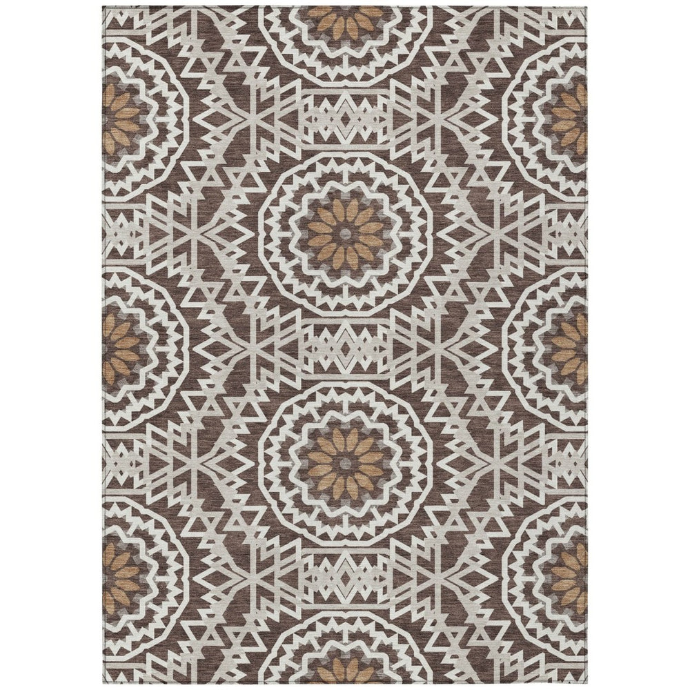 HomeRoots 5' Elegant Floral Medallion Area Rug – Washable, Stain-Resistant, Ideal for Indoor & Outdoor Spaces 5' X 8' 578599