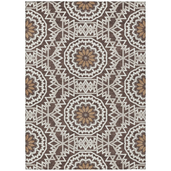 HomeRoots 5' Elegant Floral Medallion Area Rug – Washable, Stain-Resistant, Ideal for Indoor & Outdoor Spaces 5' X 8' 578599