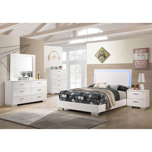 English Elm Dulcey Modern 5-Piece Full Bedroom Set With Led Lighting, High-Gloss Finish & Ample Storage Solutions B062S01326