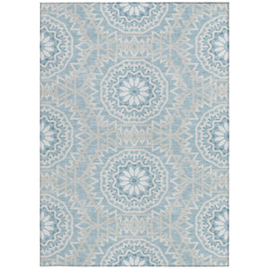 Homeroots 3' Floral Medallion Area Rug - Artichoke Green & Tan, Washable For Indoor & Outdoor Use, Durable Design 3' X 5' Polyester 578604