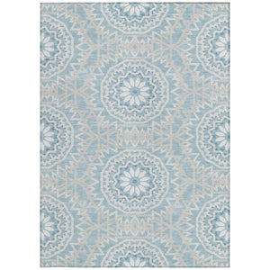 Homeroots 3' Floral Medallion Area Rug - Artichoke Green & Tan, Washable For Indoor & Outdoor Use, Durable Design 10' X 14' Polyester 578609