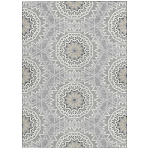 Homeroots 3' Floral Medallion Area Rug - Artichoke Green & Tan, Washable For Indoor & Outdoor Use, Durable Design 8' X 10' Polyester 578619