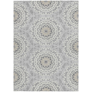 Homeroots 3' Floral Medallion Area Rug - Artichoke Green & Tan, Washable For Indoor & Outdoor Use, Durable Design 10' X 14' Polyester 578621