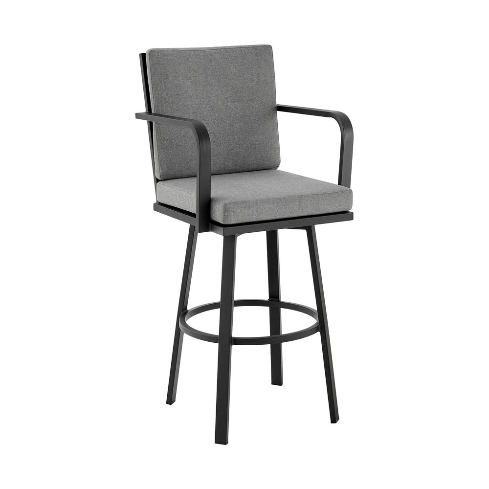 English Elm Ellan 26" Outdoor Swivel Counter Stool with Weather-Resistant Upholstery and Rust-Free Aluminum Frame Gray B2736P354280