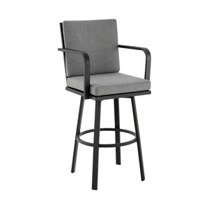 English Elm Wessan 26" Outdoor Patio Swivel Counter Stool – 360° Aluminum Frame, Weather-Resistant Upholstery Gray B2736P268522