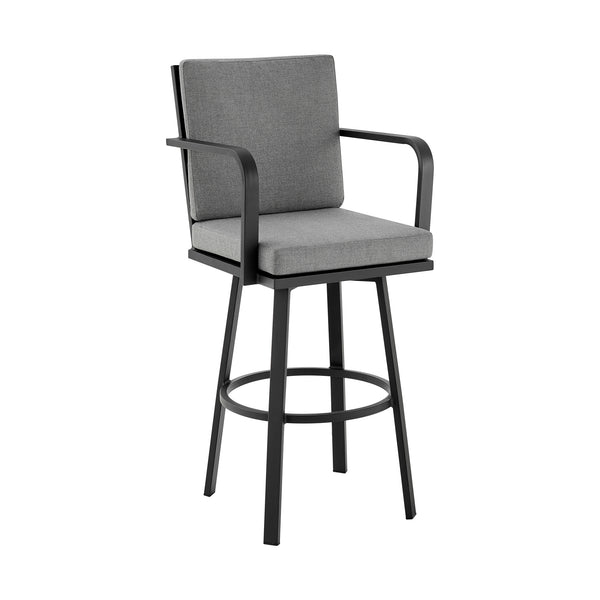 English Elm Wessan 26" Outdoor Patio Swivel Counter Stool – 360° Aluminum Frame, Weather-Resistant Upholstery Gray B2736P268522