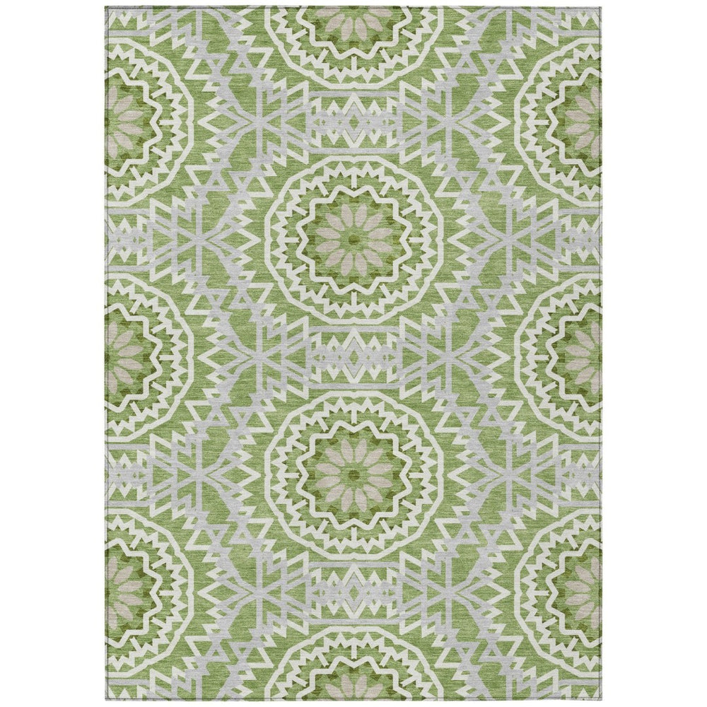 HomeRoots 9' Olive Green Floral Medallion Area Rug – Stylish, Washable & Durable for Indoors or Outdoors 9' X 12' 578626