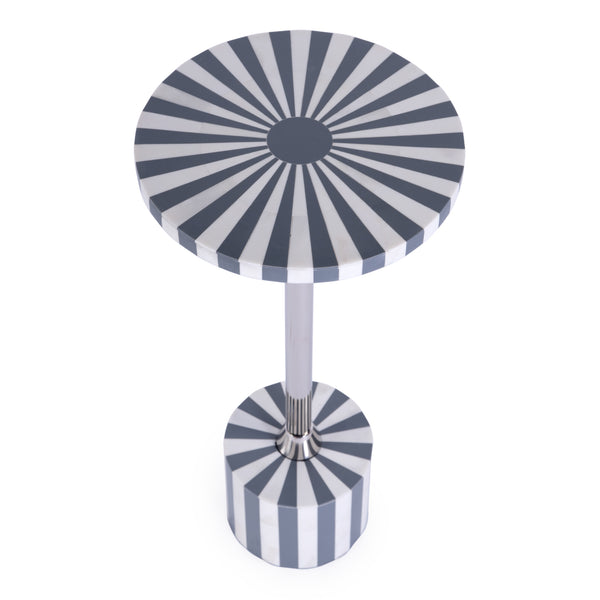 Zane Round Bone Inlay & Metal Side Table 5786321 Gray and White Butler Specialty