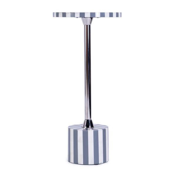 Zane Round Bone Inlay & Metal Side Table 5786321 Gray and White Butler Specialty