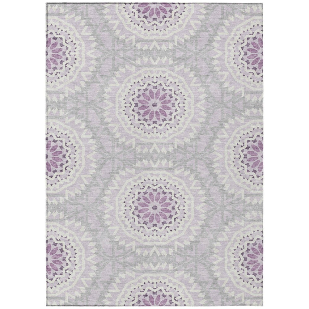 HomeRoots 9' Lilac Purple Floral Medallion Area Rug - Stylish, Washable, Stain-Resistant for Indoor & Outdoor Use 9' X 12' 578644