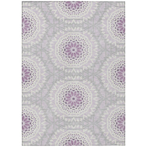 HomeRoots 9' Lilac Purple Floral Medallion Area Rug - Stylish, Washable, Stain-Resistant for Indoor & Outdoor Use 9' X 12' 578644