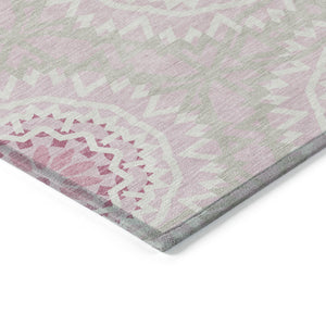 Homeroots 3' Floral Medallion Area Rug - Artichoke Green & Tan, Washable For Indoor & Outdoor Use, Durable Design 9' X 12' Polyester 578668