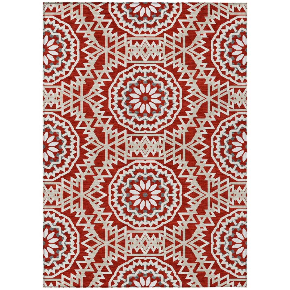 HomeRoots 9' Elegant Floral Medallion Area Rug - Durable, Stain Resistant for Indoor & Outdoor Spaces 9' X 12' 578674