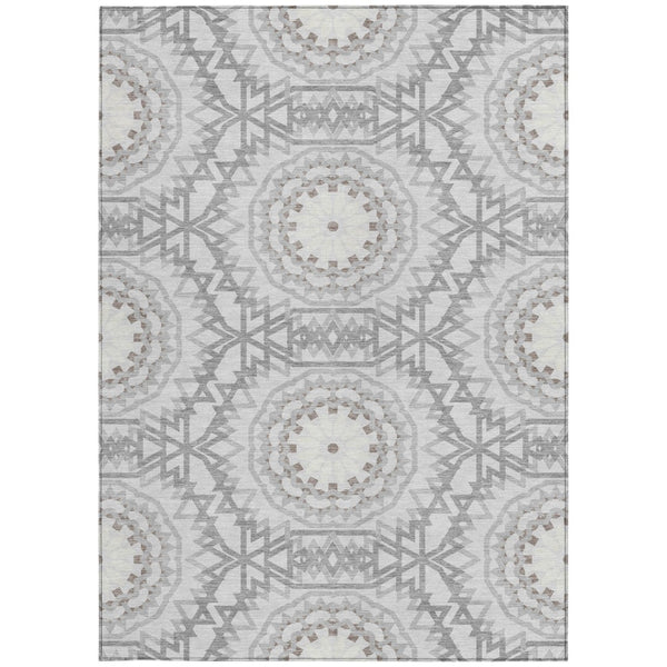 Homeroots 3' Floral Medallion Area Rug - Artichoke Green & Tan, Washable For Indoor & Outdoor Use, Durable Design 3' X 5' Polyester 578676