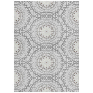 Homeroots 3' Floral Medallion Area Rug - Artichoke Green & Tan, Washable For Indoor & Outdoor Use, Durable Design 8' X 10' Polyester 578679