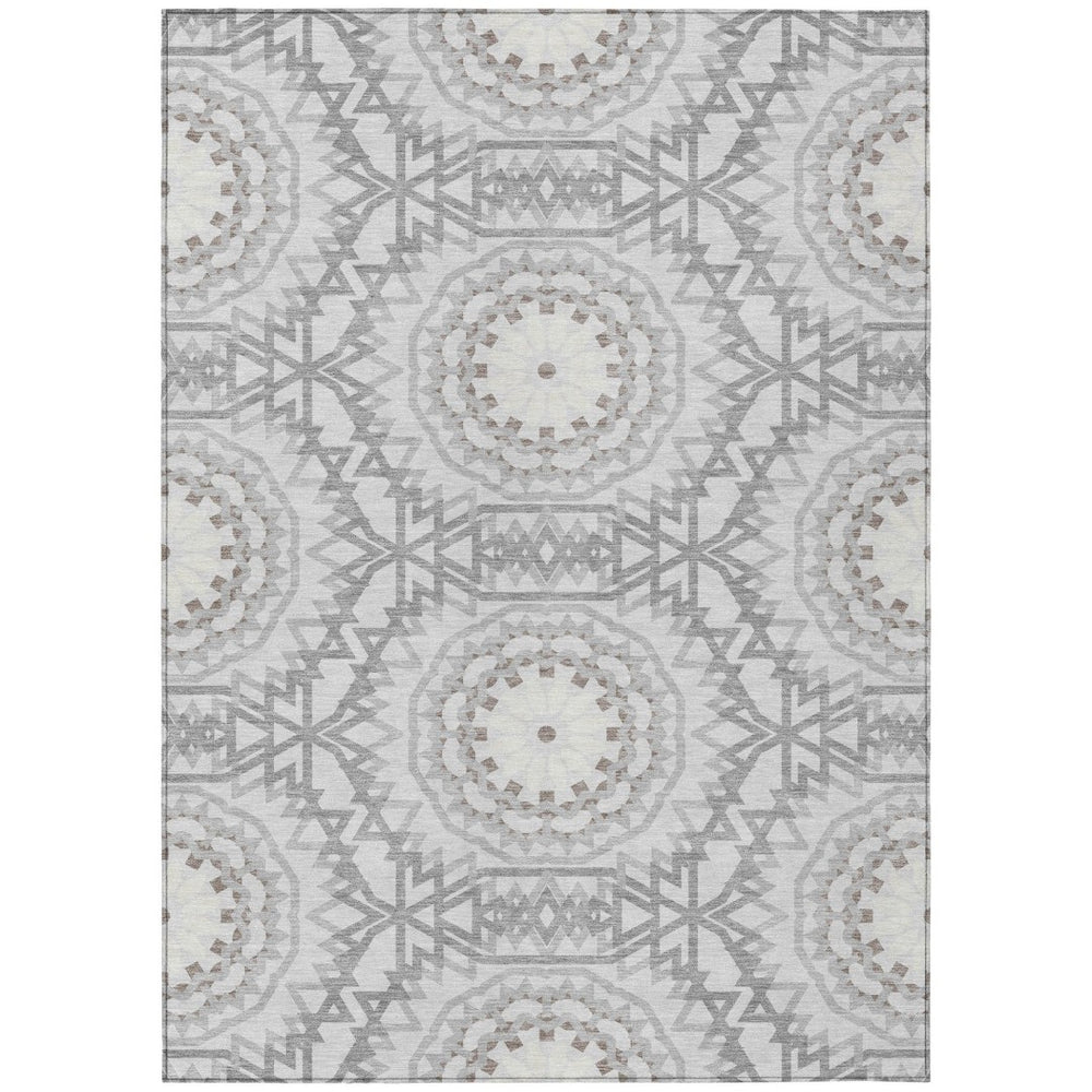 HomeRoots 9' Elegant Floral Medallion Area Rug - Washable, Durable, Indoor/Outdoor Use, Family-Friendly Design 9' X 12' 578680