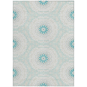 Homeroots 3' Floral Medallion Area Rug - Artichoke Green & Tan, Washable For Indoor & Outdoor Use, Durable Design 10' X 14' Polyester 578693