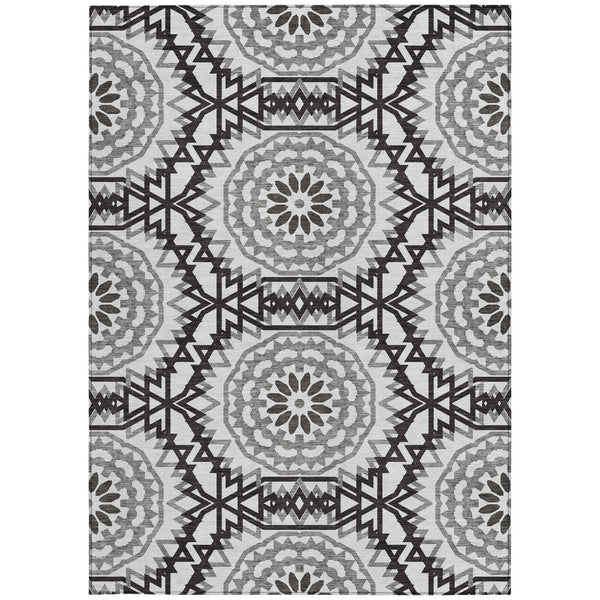 Homeroots 3' Floral Medallion Area Rug - Artichoke Green & Tan, Washable For Indoor & Outdoor Use, Durable Design 8' X 10' Polyester 578697