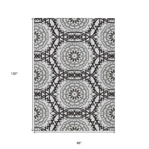 Homeroots 3' Floral Medallion Area Rug - Artichoke Green & Tan, Washable For Indoor & Outdoor Use, Durable Design 8' X 10' Polyester 578697