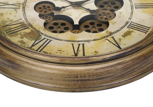 English Elm Clocks, 23" Round Vintage-Industrial Wall Clock With Moving Gear Mechanism & Antique Finish B2710P287144